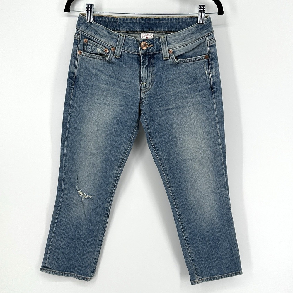 Lucky Brand Dungarees Lody Crop With Cuff Blue Denim Jeans Women's Size 2/26